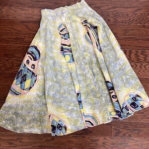 Vintage 50s Full Circle Skirt painted jugs Novelty Fabric Homemade